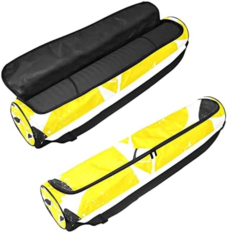 Portador de bolsa de tapete de ioga com alça de ombro ajustável, frutas de limão amarelo em aquarela, 6,7x33.9in/17x86