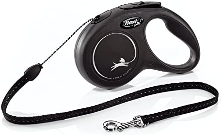 Flexi New Classic Classic Retracable Dog Leash, para cães de até 26 libras, 16 pés, pequeno, preto