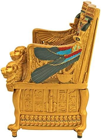 Design Toscano QL14557 Caixa de bugigangas de decoração egípcia - caixa de jóias do trono de ouro do rei Tut - estátuas egípcias, cor completa