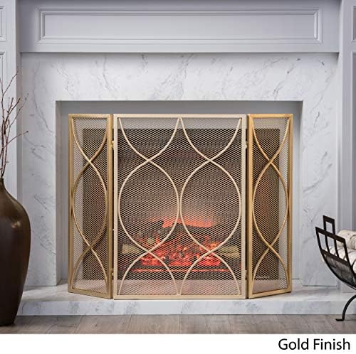 Christopher Knight Home Laylah Modern Painel Iron Firscreen, acabamento em ouro