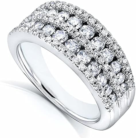 Abhi criou um diamante branco redondo de diamante 925 prata esterlina 14k ouro branco sobre diamante anel de aniversário de várias fileiras