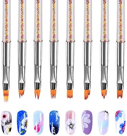 Floyinm 8pcs acrílico Francês Pearls unha Brush Brush Gel escultura Caneta de caneta 3D DIY PERNADOR DIPES DE PINTURAS DE PINTURA DE PENANDO DE PENO DE PRENO