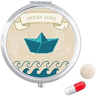 Papel dobrável Ocean Love Sea Sailing Boat Caixa de comprimidos de bolso Caixa de armazenamento Distribuidor de contêiner