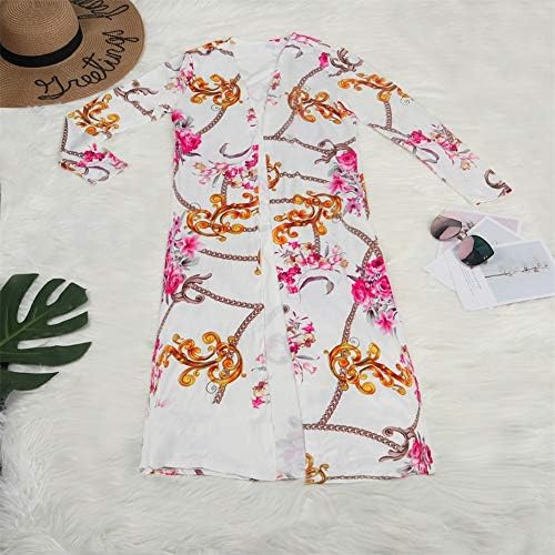 Vlunt feminino impressão floral de manga longa Cardigan encobrir calças compridas 2 peças de roupas