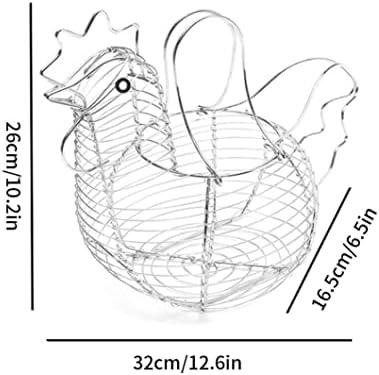 Souiwuzi portador de ovo cesto de galinha em forma de fruto de metal de metal lanches organizador de cozinha de cozinha prata