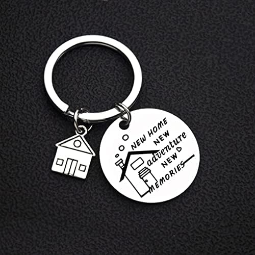 PretyZoom Couples Gifts 2 PCs New Home New Adventures Keychains Metal House Key Rings Bag Solping Decoration Housewarming