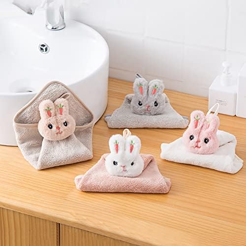 VSER 4 Pacote pendurada toalhas de mão Para banheiro e cozinha, toalha de mão ultra grossa com loop suspenso, toalhas de mão de coelho de microfibra de criança/criança fofas.