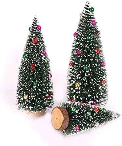 AMOSFUN 2PCS MINI PINHOS Árvores de Sisal Miniature Fosted Christmas Tree With Jingle Bells Decorações de Desktop de Natal