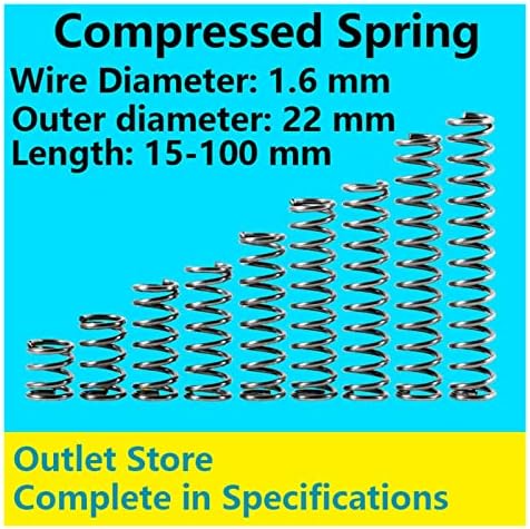 Adioli compressão mola de compressão fio de mola de 1,6 mm, diâmetro externo 22 mm, comprimento 15mm-50mm)