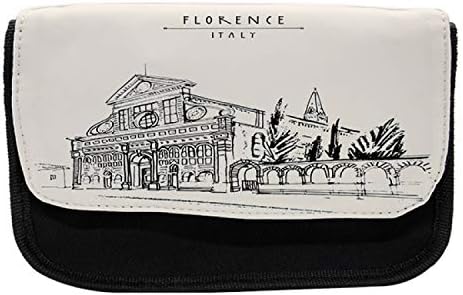 Caixa de lápis de Florence Lunarable, esboço de construção, bolsa de lápis de caneta com zíper duplo, 8,5 x 5,5, carvão