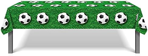 Little Man Soccer Ball Tobloth, capa de mesa retangular descartável de plástico de futebol, decoração de aniversário de futebol, suprimentos