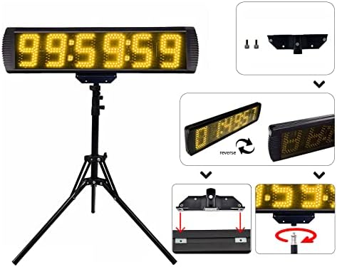 Ganxin 5 polegadas Relógio de corrida LED com tripé para executar eventos, relógio de contagem regressiva da maratona, relógio do temporizador