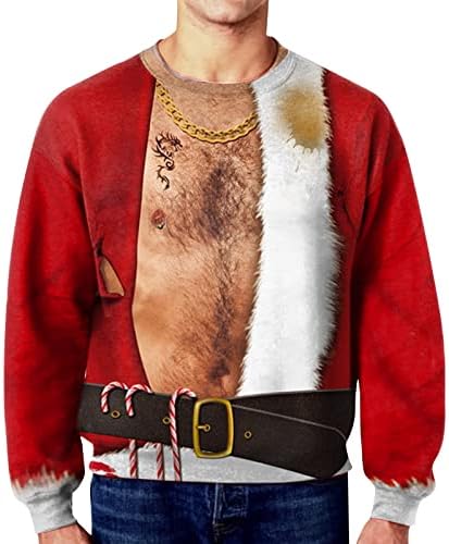 XXBR camisetas de Natal para homens, 3D engraçado Natal Santa Papai Noel
