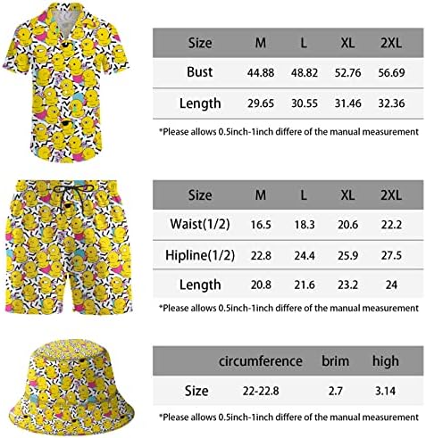 WDPSUXIN Mens 2 peças Defina curta de dinossauro Button Hawaiian Button Down Camisa e shorts Conjuntos com chapéus de