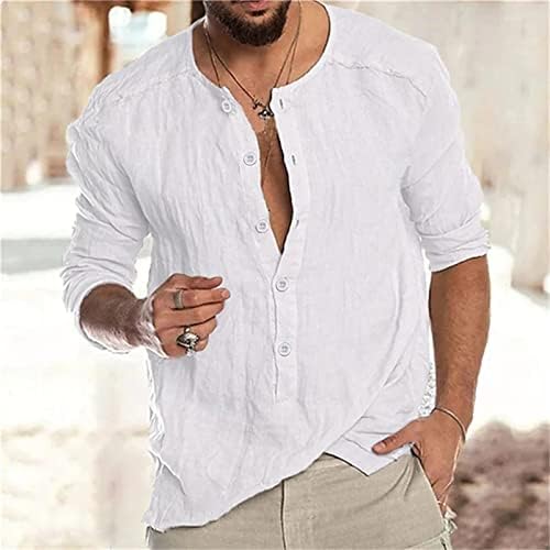 Masculino de linho para baixo camisetas de praia de praia de tamanho longo de mangas compridas de verão praia de praia