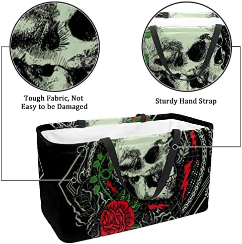 Reutilizável Shopping Shopping Basking Skull and Roses