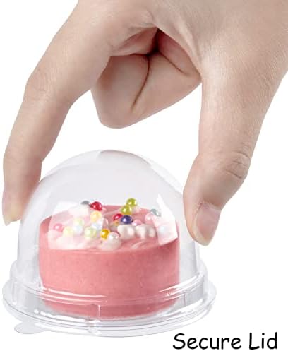 Toflen 100pcs Mini recipientes de bolo de mini caixas de plástico transparente com tampas de cúpula para mini cupcakes