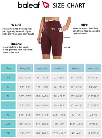 Baleaf Women's Long Biker Yoga Compression Shorts de cintura alta da cintura Standex shorts de treino com bolsos macios