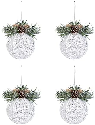 Bolas de Natal brancas enfeites, vortart 4pcs pinheiros brancos decorações de natal ornamentos definidos para a mesa