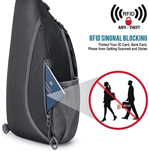 G4Free RFID Sling Bag Crossbody Sling Mochila Pequena mochila no ombro do peito Homens Mulheres caminhando ao ar livre