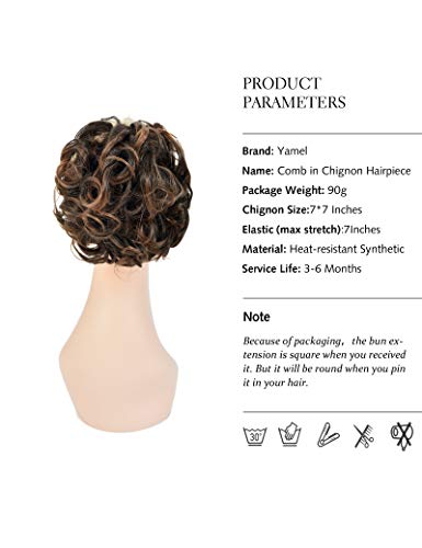 Yamel baguny bun scrunchie chignon hairpiece updo curly bun extension pentes em pente de cabelo bagunçado para mulheres