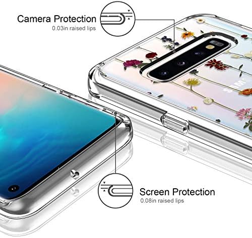 Icedio Galaxy S10+ Plus Caso limpo com elegantes padrões de flores florais para meninas mulheres, capa de telefone protetora