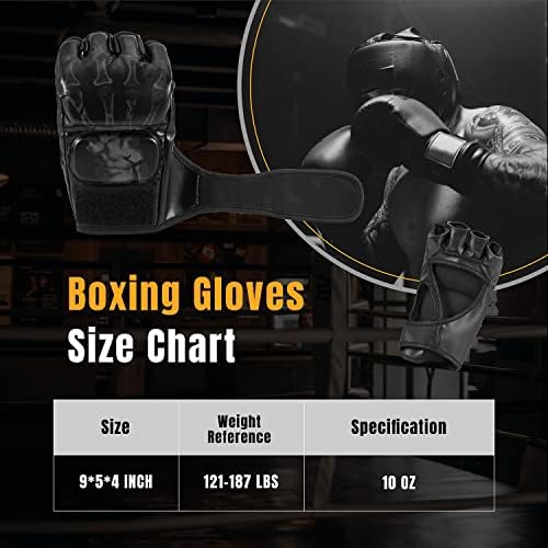 Luvas Flexzion MMA Luvas de boxe sem dedos para homens e adolescentes juventude, UFC lutando com luvas de kickboxing