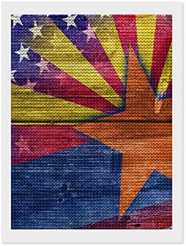 Kits de pintura de diamante de bandeira do estado dos EUA e do Arizona, imagens de shinestone de diamante completo, artesanato de