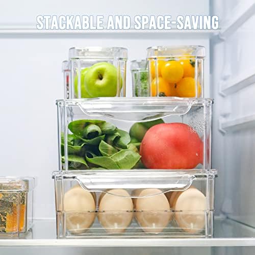 Organizador da geladeira Bewave, caixas de porta -ovos para geladeira, recipiente de armazenamento de bandeja de ovo, até