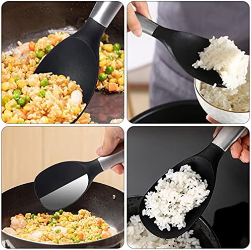 Cabilock Metal Spatula Metal Spatula Silicone Rice Paddle com alça de aço inoxidável Chave de arroz não