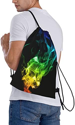 Wanlird Skull Colorful Skull Backpack Back Back Smoke Rainbow Resumo Figura Esportes SACK SACK BRILHO COLORE