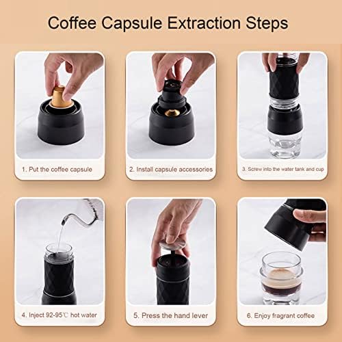 Máquina de café expresso de PLPLAAOO, cafeteira portátil, Mãe de café com prensa de café Mini Coffee Powder Capsula Conjunto,