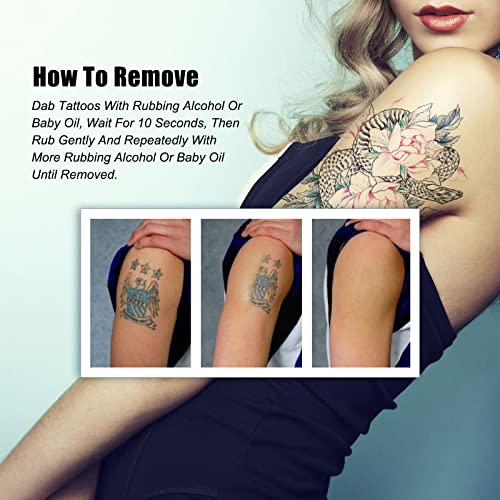 2 folhas à prova d'água há muito tempo com duração de tatuagens temporárias, adesivos realistas de tatuagem de arte corporal