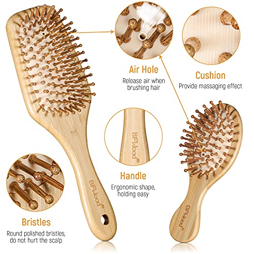 Conjunto de escova de cabelo de bambu bfwood e pincel de barba de viagem pequena