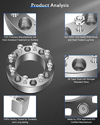 Adaptadores de espaçador de rodas de 3 polegadas ECCPP 4x 8x6,5 a 8x6,5 126,15mm 8 FIXA DE LUG para suburban 2500 para Sierra 1500 HD com 14x1,5 pregos