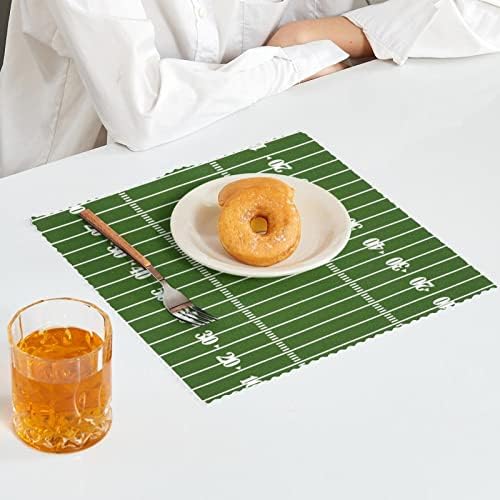 Placemats laváveis ​​Conjunto de 4 tapetes para sala de jantar e cozinha, placemats quadrados, quadra de futebol americana