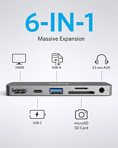 Anker USB C Hub para iPad Pro, Powerxpand Direct 6 em 1 USB C Adaptador, com entrega de energia 60W, 4K HDMI, áudio, USB