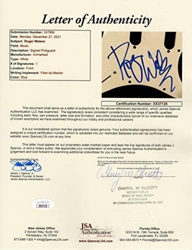 Roger Waters assinou o autógrafo em tamanho real guitarra elétrica A com James Spence JSA Carta de Autenticidade - Pink Floyd com Nick Mason e David Gilmour - o Piper nos portões de Dawn, um maduse Obscurecido por nuvens, o lado sombrio da lua, gostaria que você estivesse aqui, animais, a parede