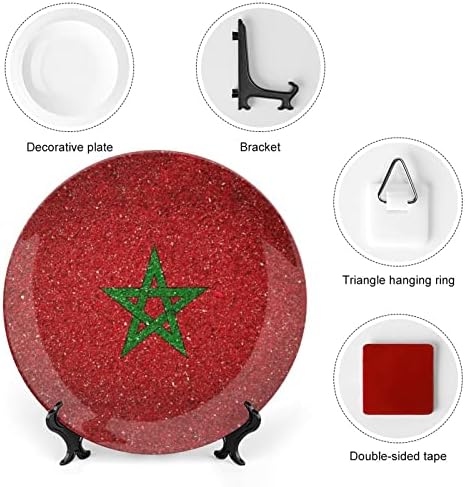 Bandeira Nacional da placa decorativa de cerâmica de marrocos com exibição Stand pendurada no aniversário personalizada
