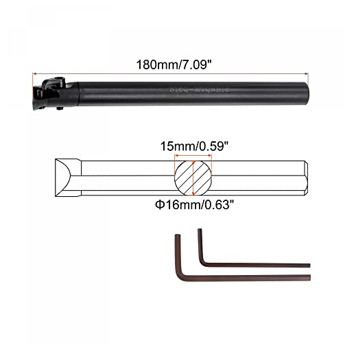 UXCELL 0,63 Torno de haste de haste Indexível Barra Turnion Turning Tool Tool Tool S16QQ-MTQNR16 75 °