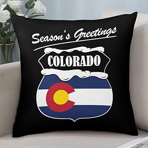 Seasons Saudações Capas de travesseiro de bandeira do estado do Colorado com almofadas de travesseiro quadrado com zíper protetor para sala de estar para sofá de cama