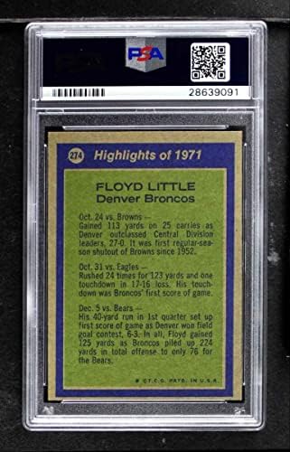 1972 Topps # 274 All-Pro Floyd Little Denver Broncos PSA PSA 7.00 Broncos