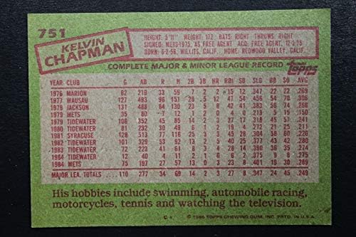 Kelvin Chapman New York Mets 1985 Topps #751 Cartão de estreia assinado autografado