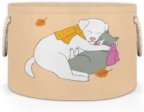 Cestas redondas grandes para cachorros e gatinhos para cestas de lavanderia de armazenamento com alças de armazenamento de cobertores para as caixas