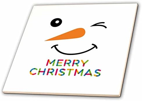 3drose boneco de neve pisca e sorri. Texto colorido elegante Feliz Natal - azulejos