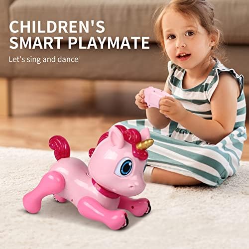 Robô de alta tech Unicorn Pets Toys para crianças 6 7 8 9 10 11 12, Controle remoto Troque interativo Robótico eletrônico Robótico Programa Ai Music Dance Toy Gifts for Toddlers Boys Girls - Pink