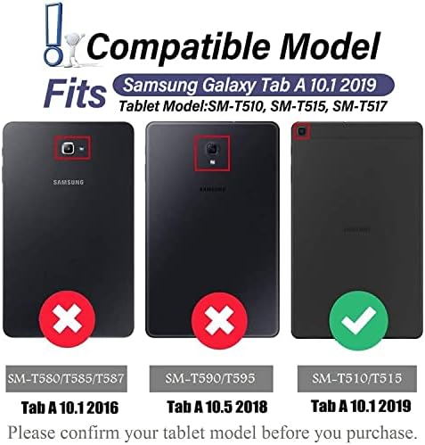 Caixa de teclado retroiluminada para o Samsung Galaxy Tab A 10.1 2019, WineCy 7 Cores Backlight Backlight Teclado sem fio magneticamente destacável e capa de pó de fólio PU para SM-T510, SM-T515, SM-T517 Tablet