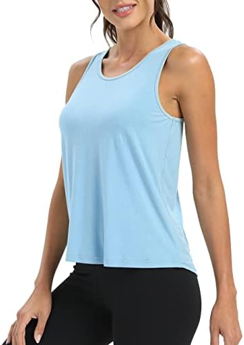 Bestisun Treino Tops para mulheres abrem as camisetas de dança de ginástica de ioga de ioga usam roupas de tanque de tanques musculares