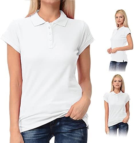 Camiseta fresca de manga curta feminina algodão slim fit polo