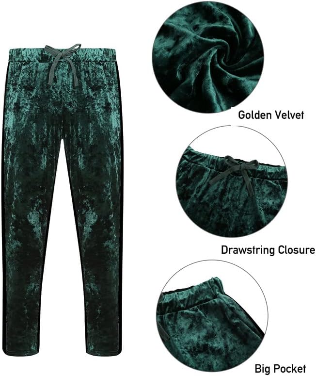 Missqiqi Velor Tracksuit Mens 2 peças Jaqueta de Velvet Zipper desenha a cintura de coloração de banda de moletom
